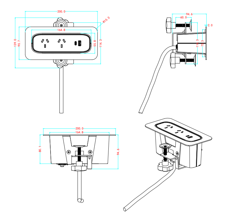 AU power socket drawing