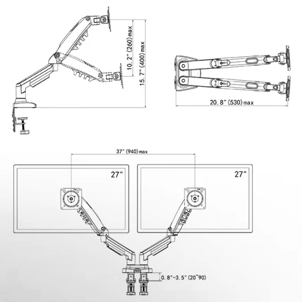 OF160 monitor arm drawing