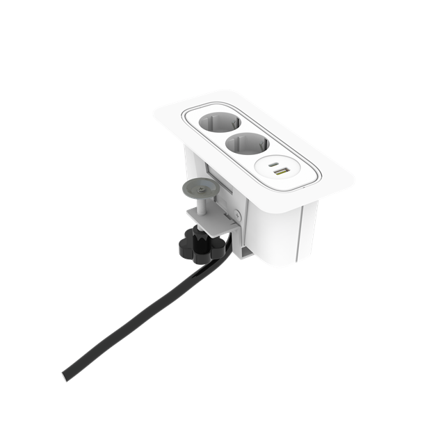 65W Max Power 3AC Outlets 1USBA 1USBC Embedded European Power Socket 