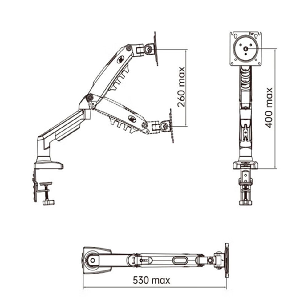 X HAWK monitor arm drawing