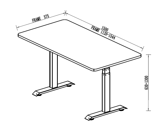 Two Motors Single Sit Stand Table Drawing