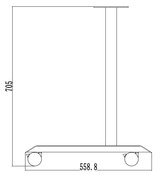 Square Tube Leg C with Caster Drawing