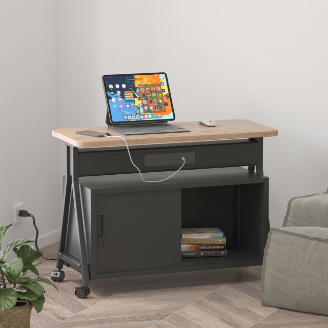 New Modern Mobile Power Table Base with Storage