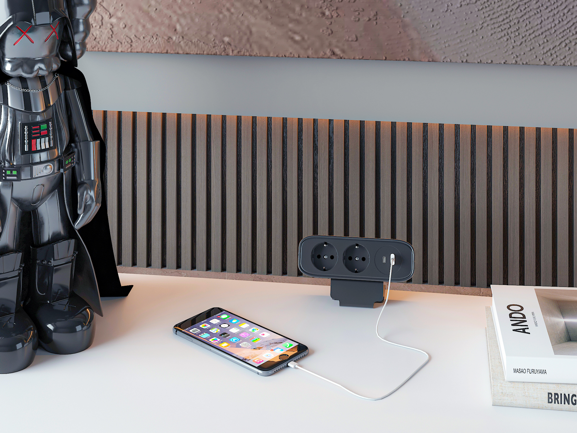 clamp on desktop power strip with USB-A and USB-C