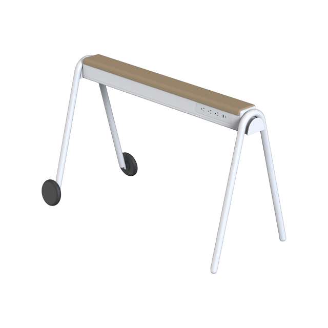 Horse Power Bench - Modern Mobile Office Bench with Power Outlets