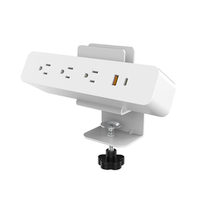 Oval Series OME005.3A1U1C.4 — Side-Clamp Desk Power Module with Device Holder | 3 AC + Dual USB-C