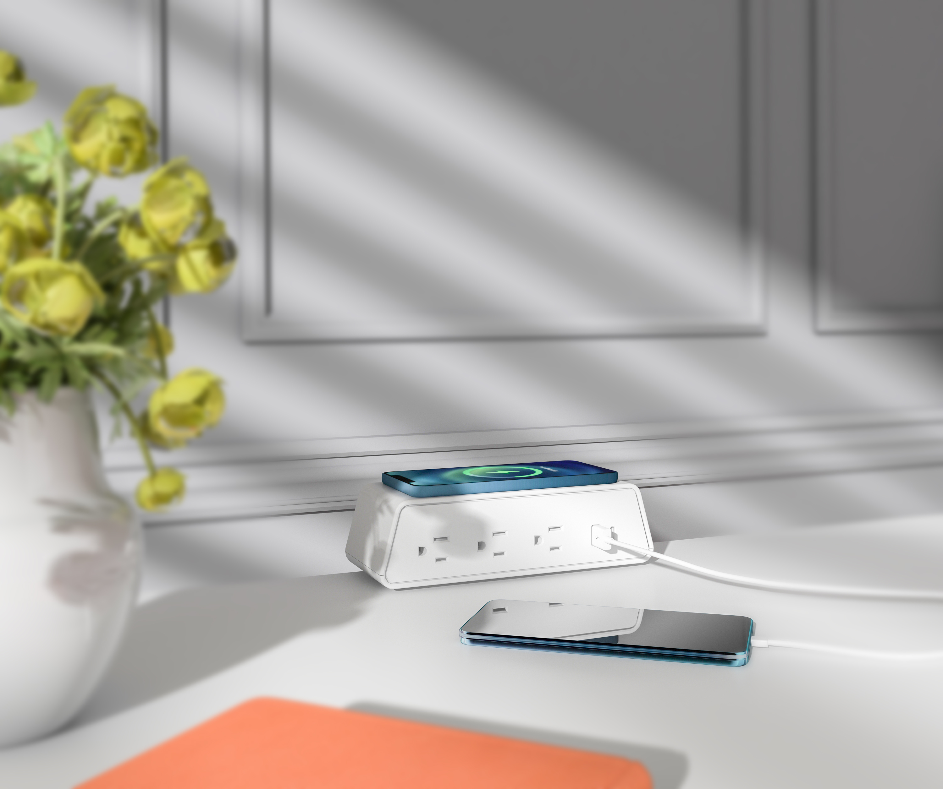 desk clamp power module with Qi wireless charger