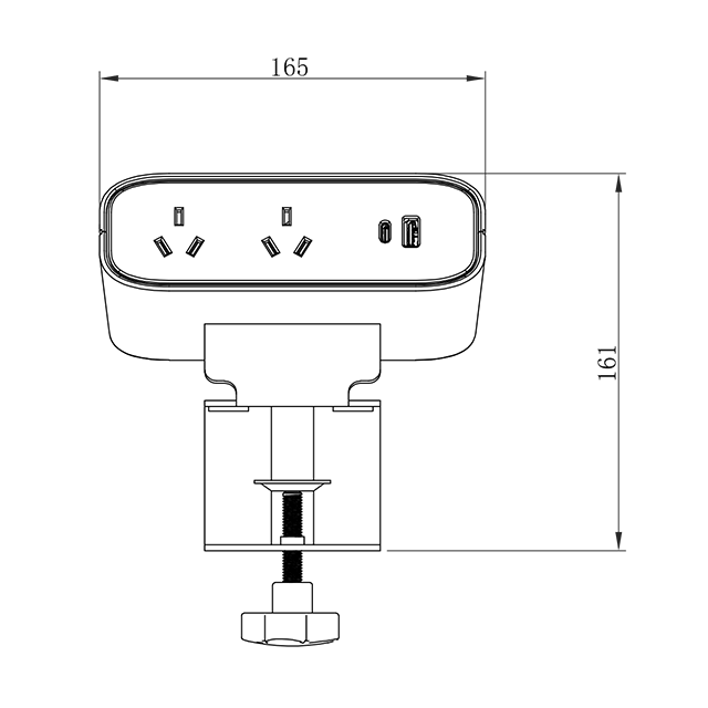 clamp on desktop power strip with USB-A and USB-C