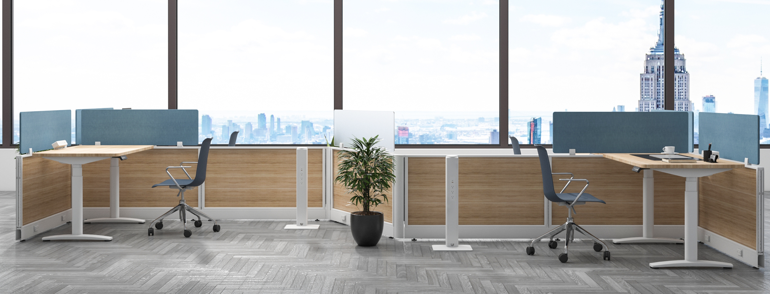 PBK-2WAY dual-side vertical power tower with USB-C and multiple AC outlets on both sides