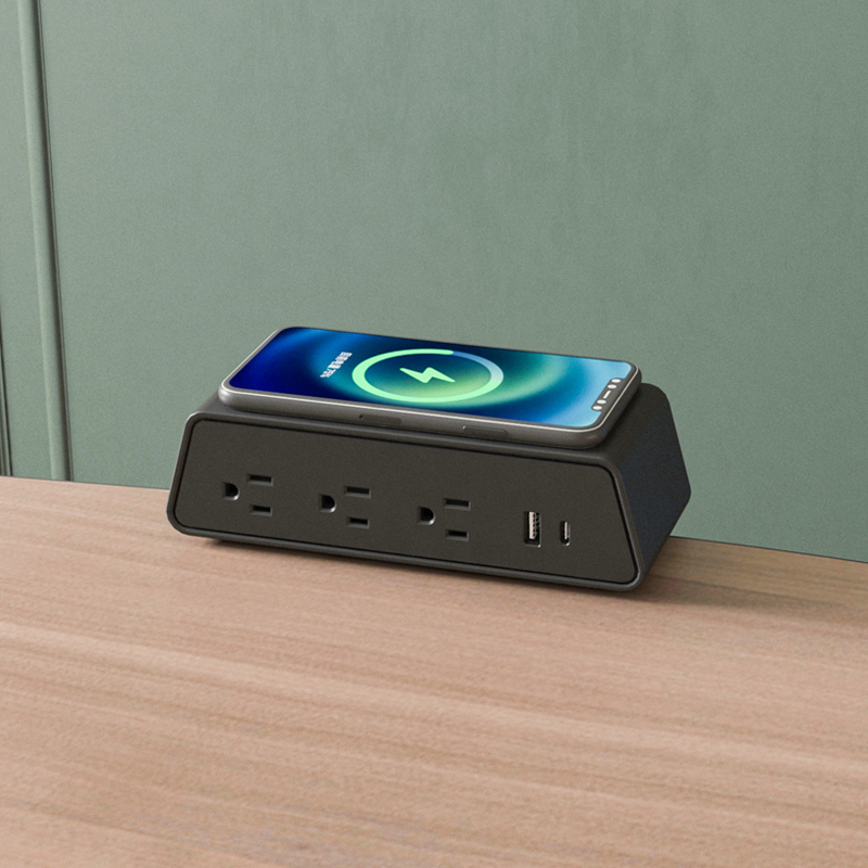 Edge Mount 3A1U1C Power Socket with A Built-in Wireless Charger OME002.3A1U1C