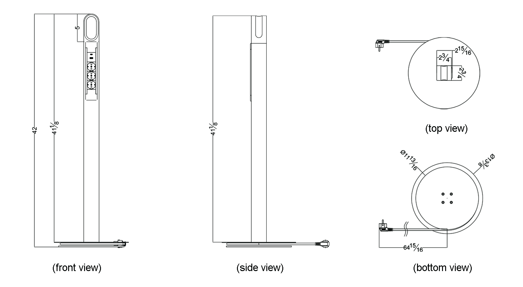 PS19 vertical power tower front view - 3A1U1C module