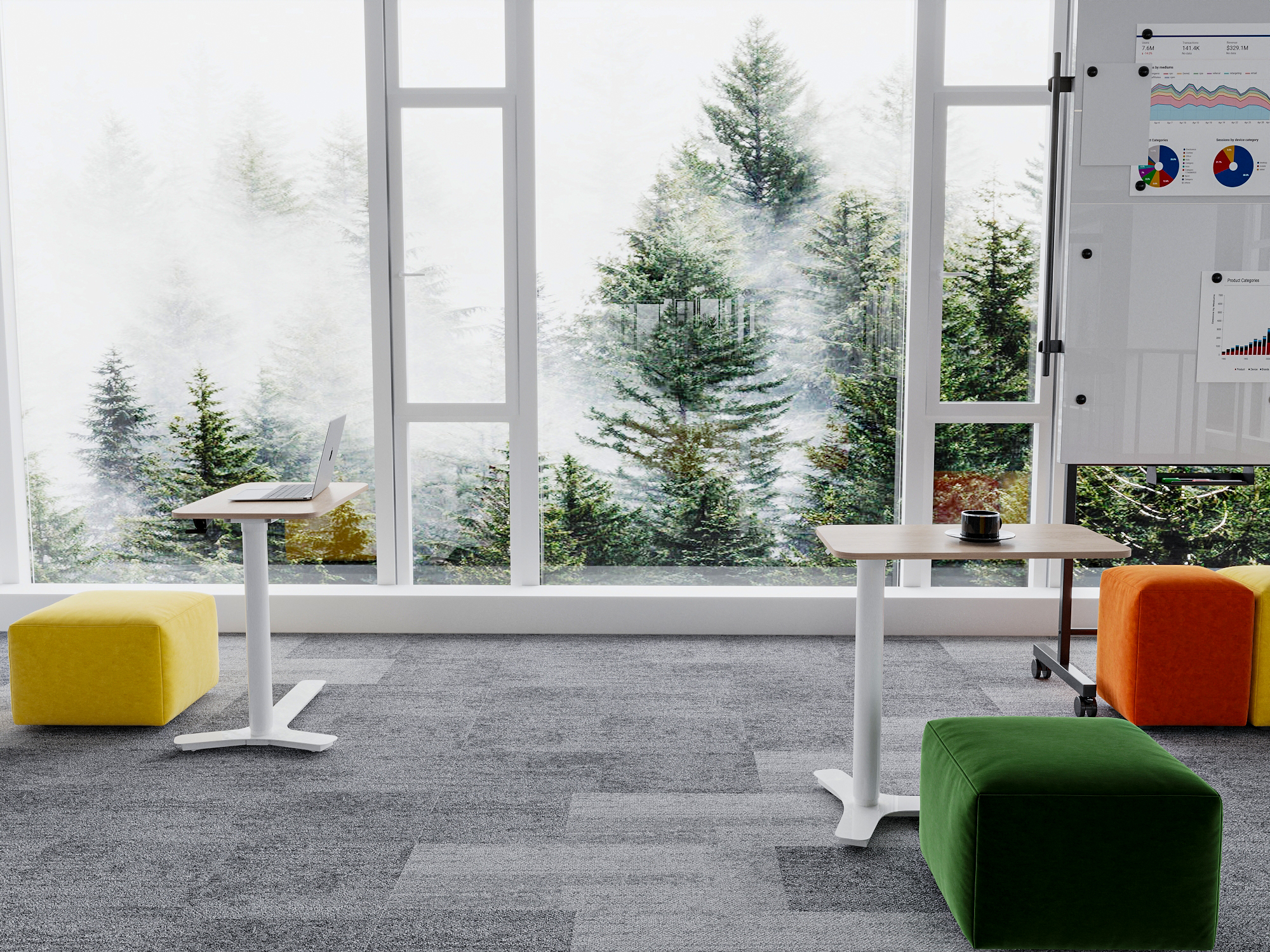 Ascendia pneumatic gas-spring lift lever close-up for one-hand height adjustment