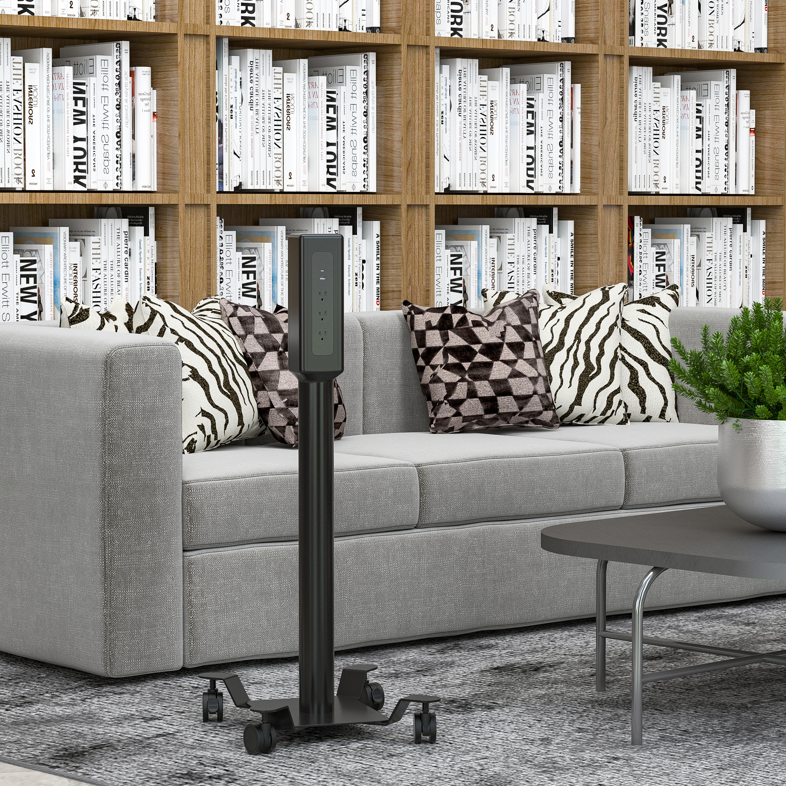 PS03 charging tower in meeting room — mobile charging tower powering laptops and devices