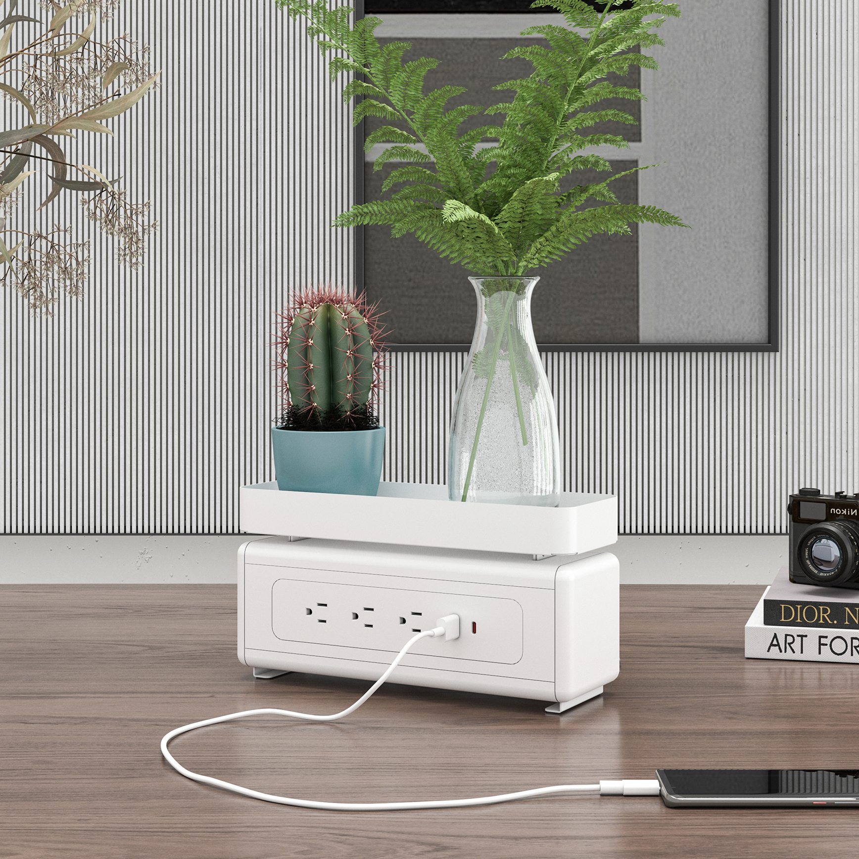 Oval Series OME003.3A1U1C.4 — Free-Standing Decorative Power Module | 3 AC + USB-C