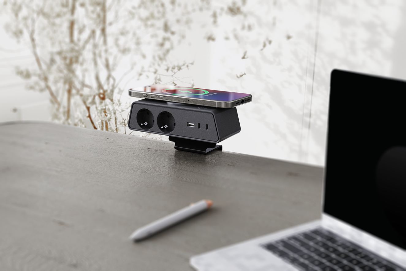 Schuko clamp power module for office desk furniture power solution