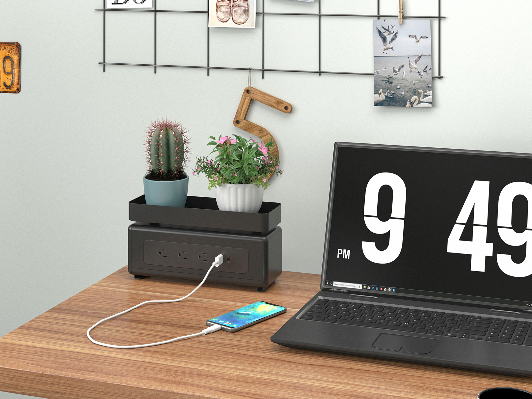 Oval Series OME003.3A1U1C.4 — Free-Standing Decorative Power Module | 3 AC + USB-C