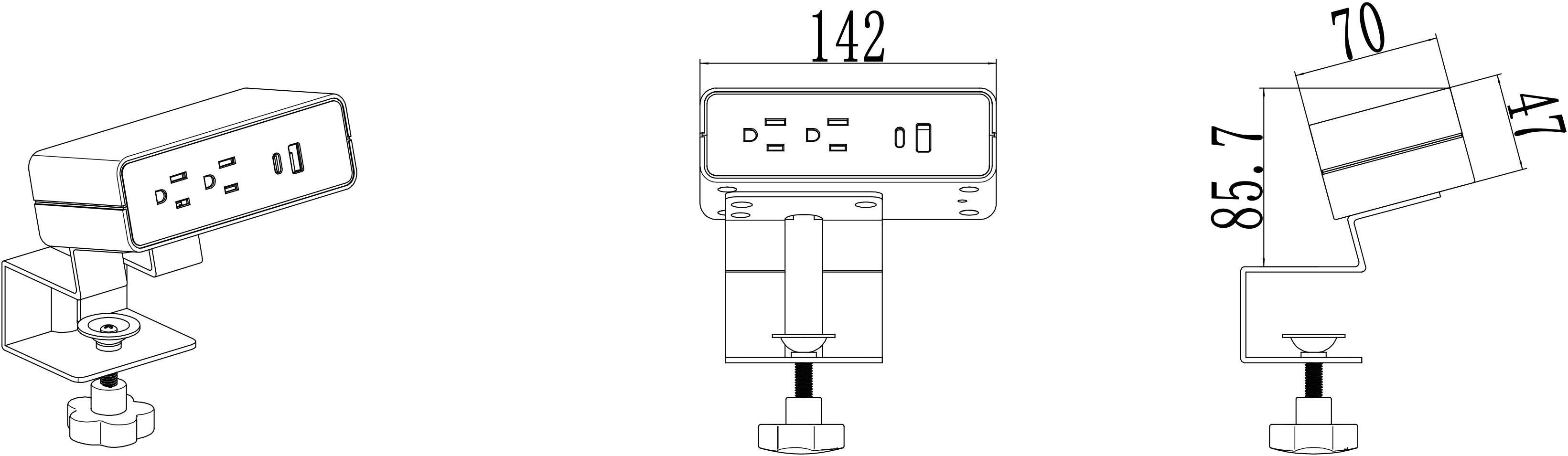OM-2A1U1C Power Socket Dimension