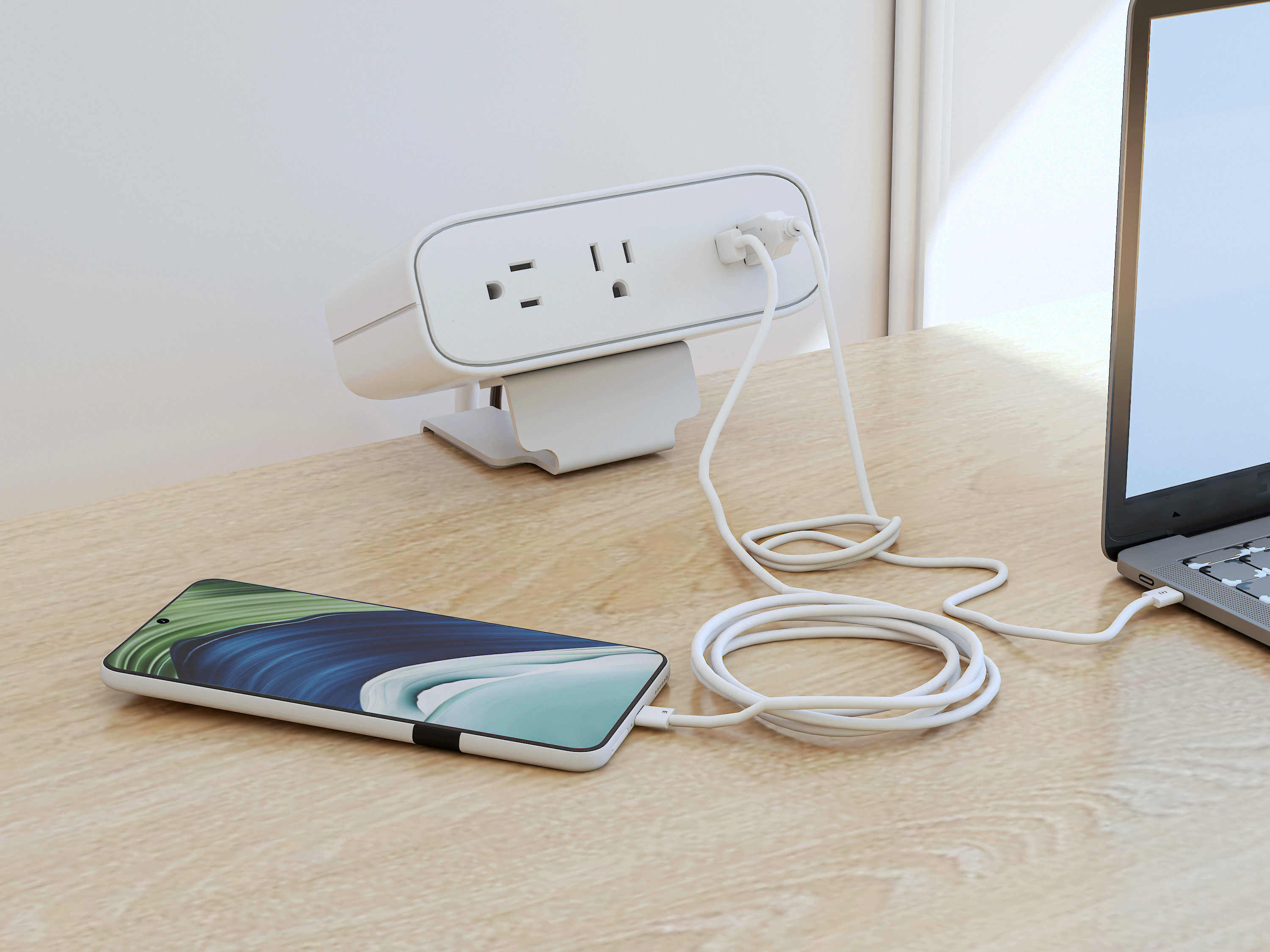 2 US outlets + USB-A and USB-C desk power module