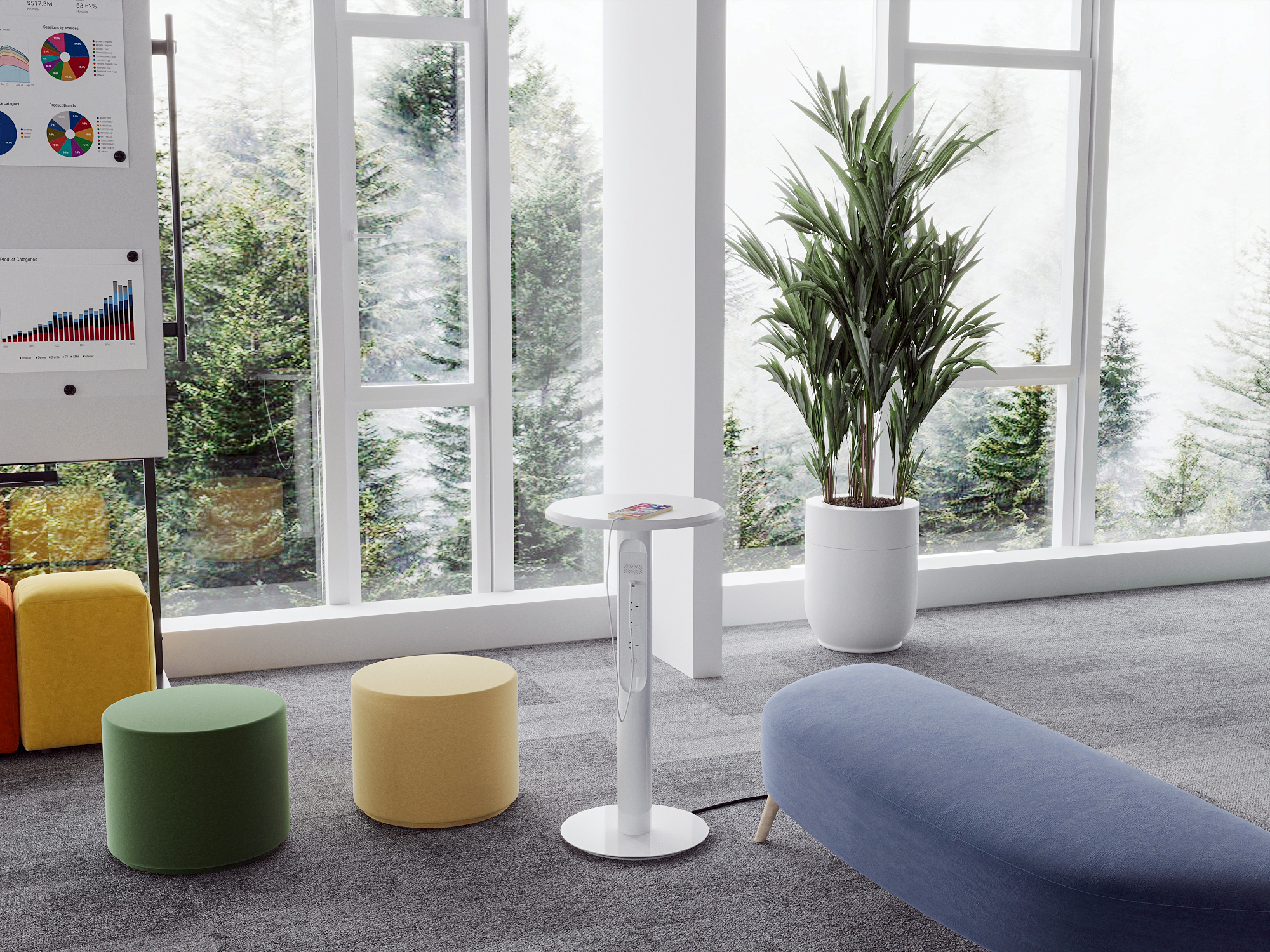Floor Standing Charging Table with 3 AU Outlets, USB-A & USB-C