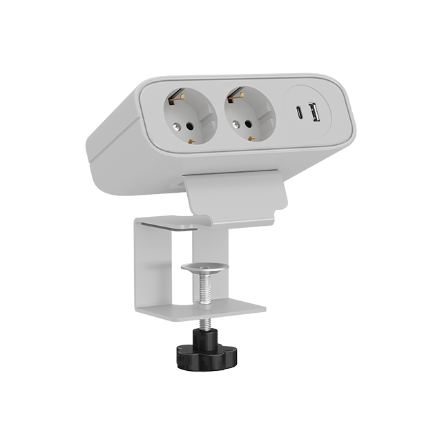 Triones Series OME021 — Clamp-Mounted Modular Desk Power Module (2× EU Outlets + USB-A + USB-C PD up to 100W)