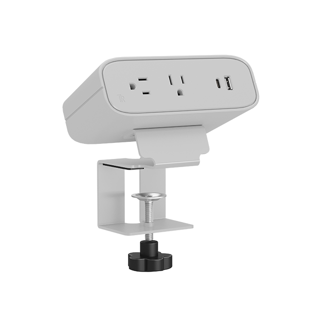 Triones Series OME011-65W / OME011-100W — Clamp-Mounted Desk Power Module (2× US Outlets + USB-A + USB-C PD)