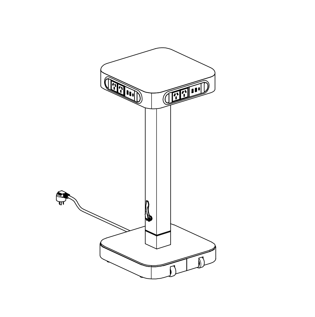 PS21 Premium Mobile Power Tower with Concealed Cable Management