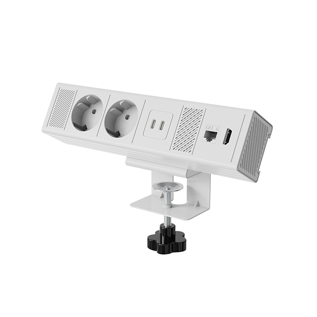 RIKONG OME036.EU-2A2C-EH Desk Clamp Power Module | 2 Schuko, 2 USB-C, HDMI & CAT6