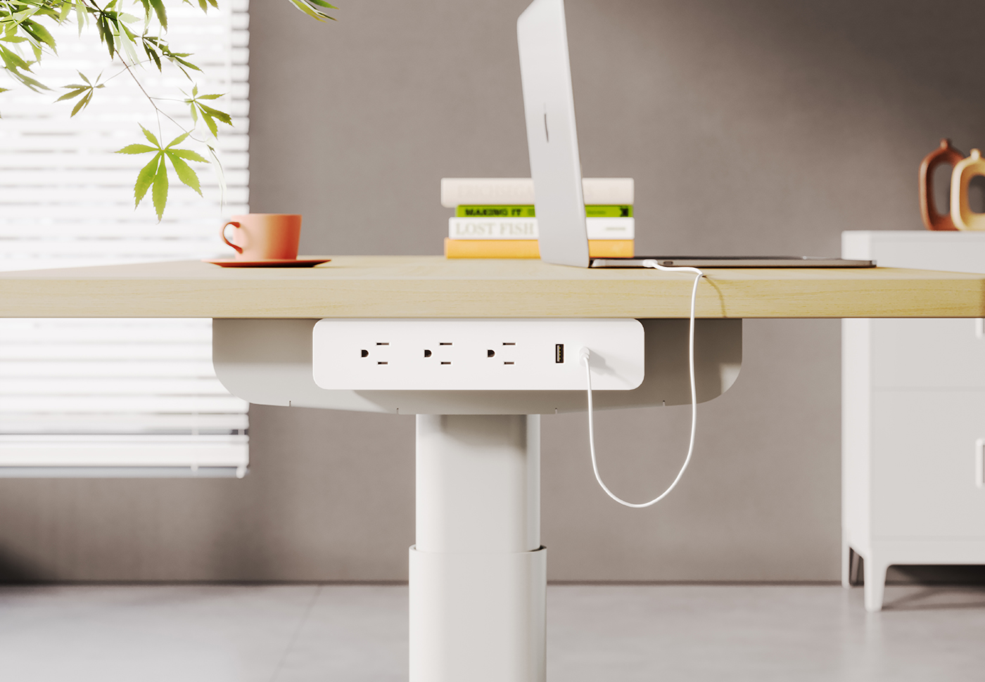 Oval Series OME005.3A1U1C.3 — Under-Desk Power Module | 3 AC + USB-C + USB-A