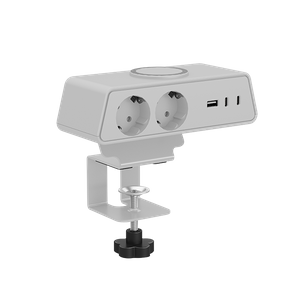 iPanda Schuko OME033 — 65W GaN Desk Power Unit with Qi2 Magnetic Wireless | Clamp-Mount Desktop Charger