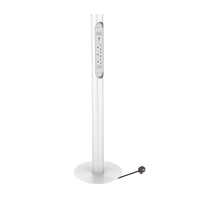 PS15.UK Floor Standing Power Tower with 3 BS Sockets, USB-A & 65W USB-C