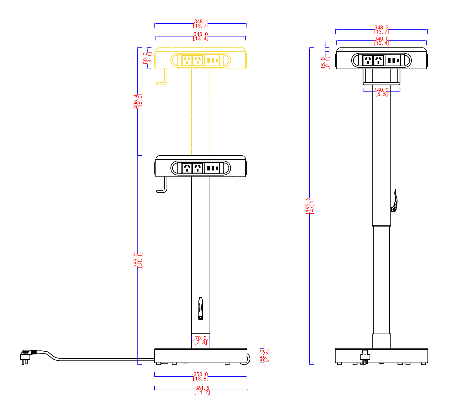 PS21 Premium Mobile Power Tower with Concealed Cable Management