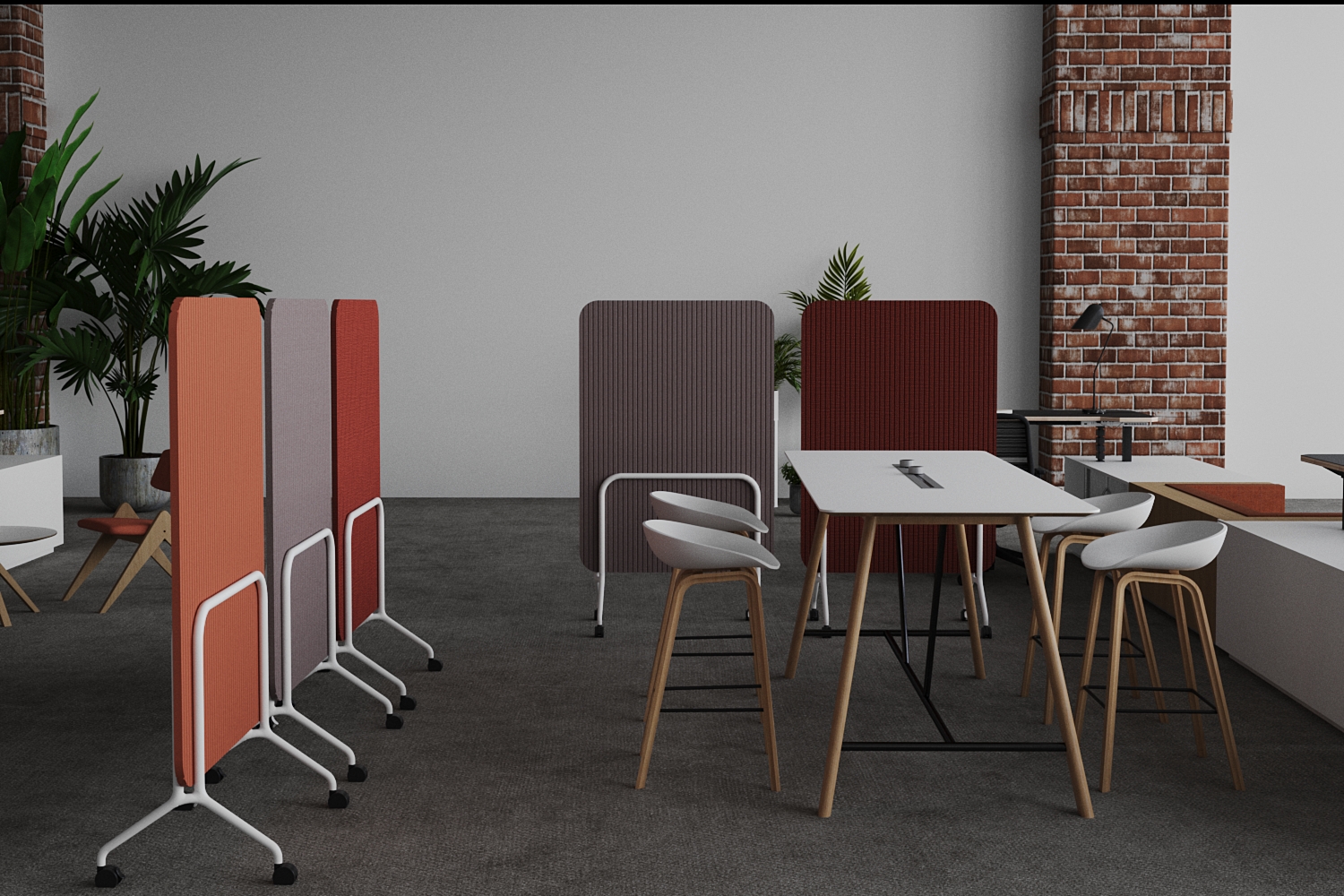 Flexible room divider cart for meeting and training spaces