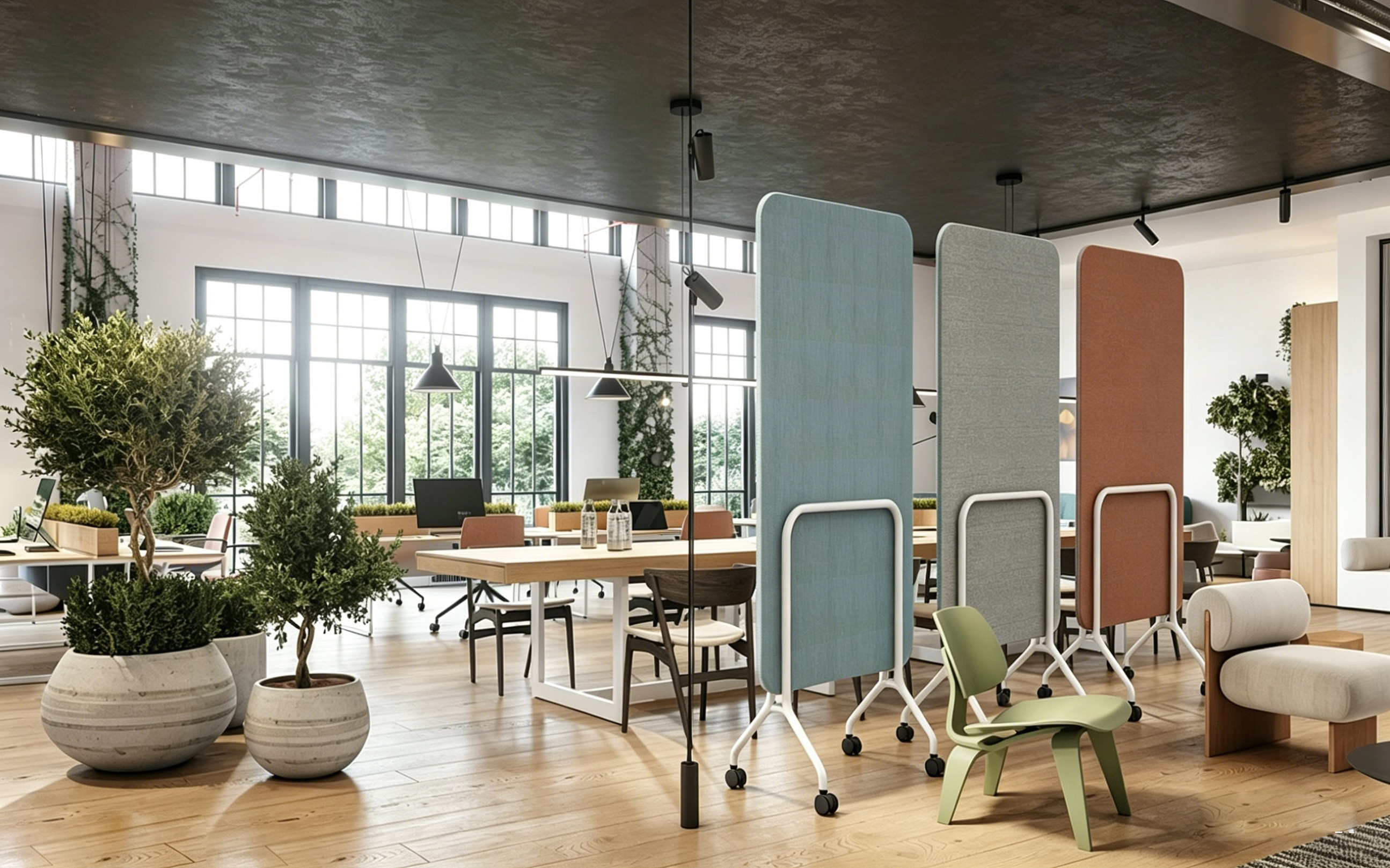 Flexi Series Divider Screen Cart mobile base frame in a modern office